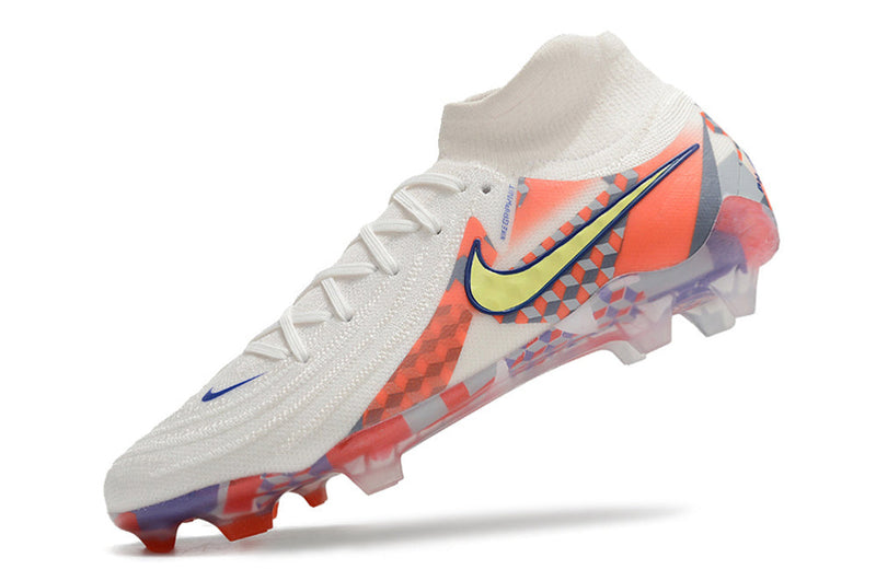 Chuteira Campo Nike Phantom Luna 2 Elite FG Branca e Vermelha "Barna Pack"