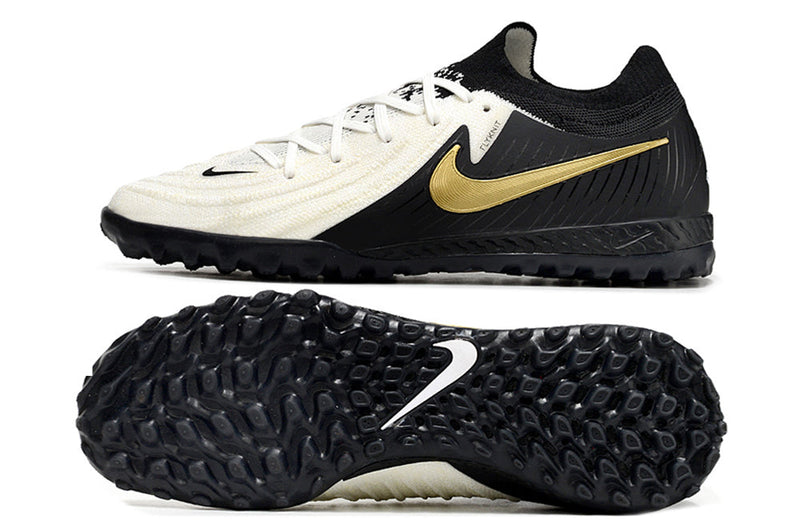 Chuteira Society Nike Phantom GX 2 Elite TF Preta, Branca e Dourada "Mad Ready Pack"