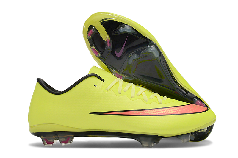 Chuteira Campo Nike Retrô Mercurial Vapor 10 FG Verde Neon e Laranja