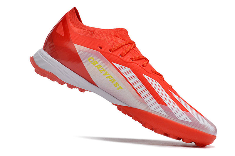 Chuteira Society Adidas X Crazyfast.1 TF Vermelha "Energy Citrus Pack"