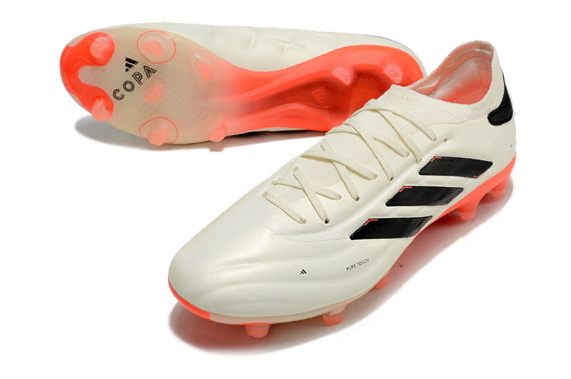 Chuteira Campo Adidas Copa Pure II + FG Bege, Laranja e Preta "Solar Energy"