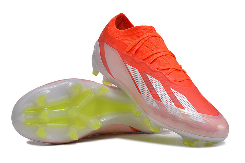 Chuteira Campo Adidas X Crazyfast.1 FG Vermelha e Branca "Energy Citrus Pack"