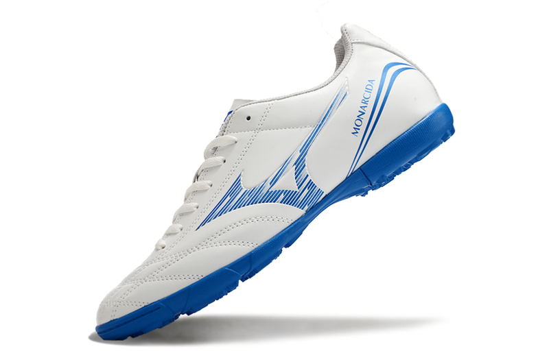 Chuteira Society Mizuno Morelia Classic Branca e Azul TF "Mugen Pack"