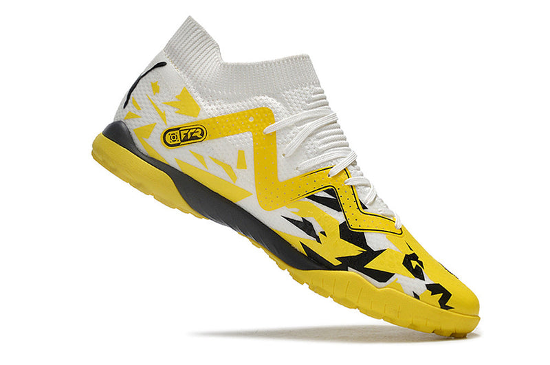 Chuteira Society Puma Future Ultimate TF Amarela e Cinza "Voltage Pack"