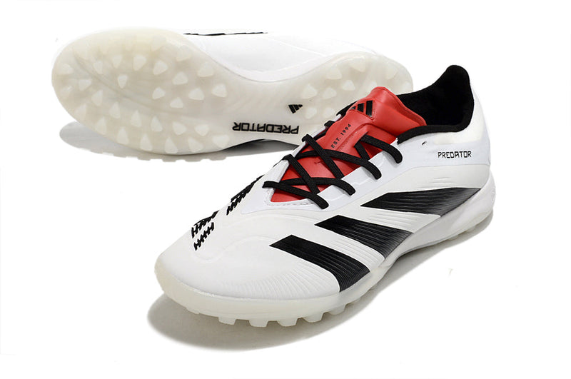 Chuteira Society Adidas Predator Elite TF Branca, Preta e Vermelha