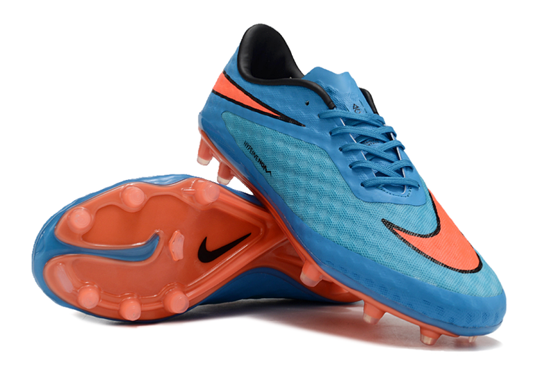 Chuteira Campo Nike Retrô Hypervenom Phantom I FG Azul, Laranja e Preto