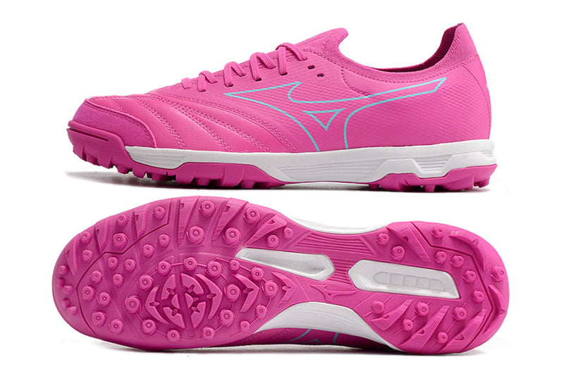 Chuteira Society Mizuno Morelia Neo Beta TF Rosa e Azul