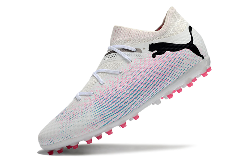 Chuteira Society Puma Future 7 MG Branca e Rosa "Phenomenal Pack"