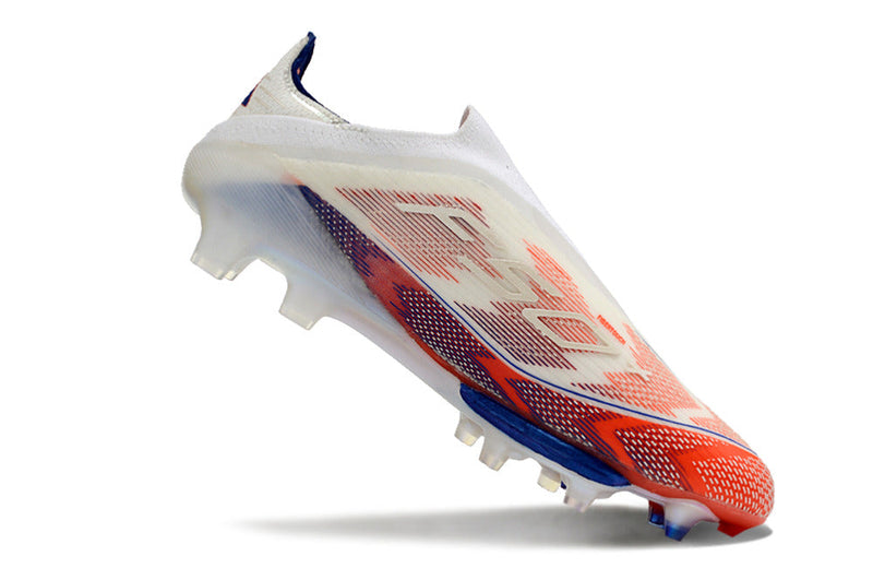 Chuteira Campo Adidas F50+ LL FG Branca, Azul e Vermelha "Advancement Pack"