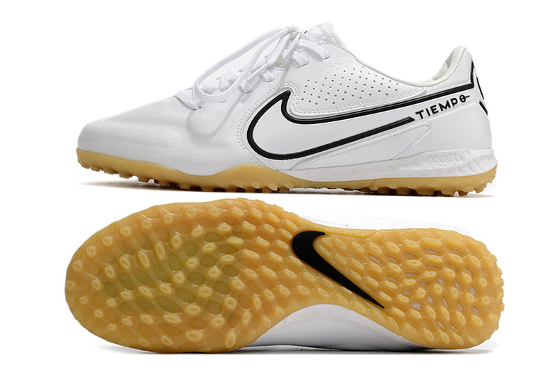 Chuteira Society Nike Tiempo Legend 9 Elite TF Branca e Preta