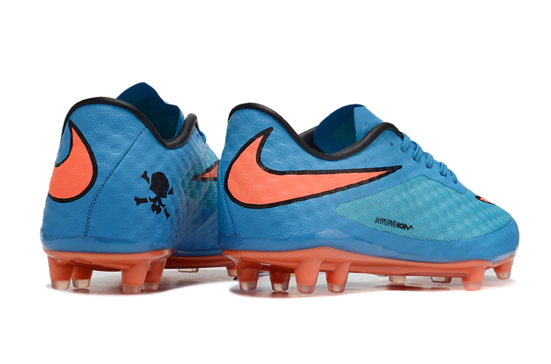 Chuteira Campo Nike Retrô Hypervenom Phantom I FG Azul, Laranja e Preto