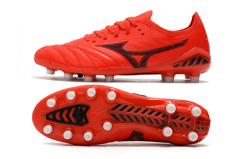 Chuteira Campo Mizuno Morelia Neo 3 FG Vermelha e Preta