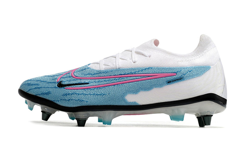 Chuteira Campo Nike Phantom GX Elite Trava Mista Branca e Azul "Blast Pack"