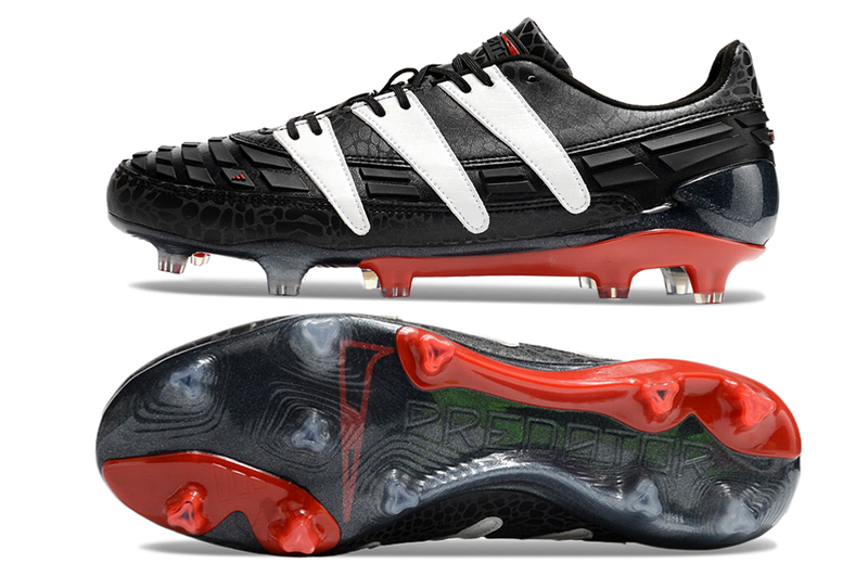 Chuteira Campo Adidas Predator Accelerator FG Preta, Branca e Vermelho