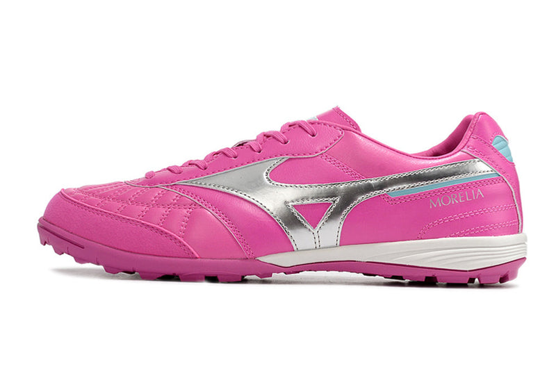 Chuteira Society Mizuno Morelia Sala Japan TF Rosa e Prata