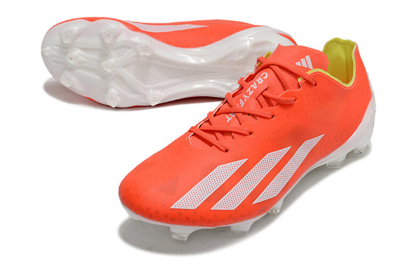 Chuteira Campo Adidas X Crazyfast+ FG Vermelho e Branco "Energy Citrus Pack"