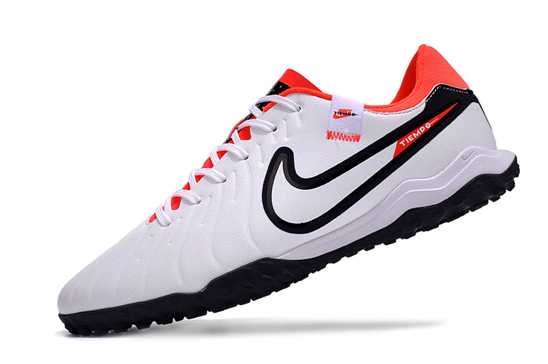 Chuteira Society Nike Tiempo Legend 10 Pro TF Branca e Vermelha "Ready Pack"