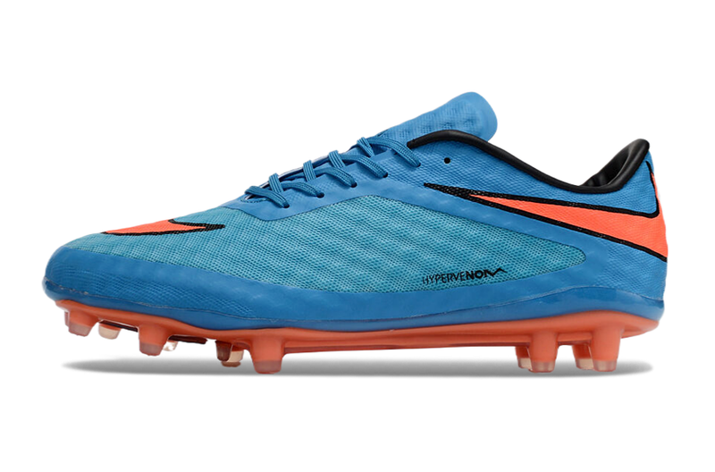 Chuteira Campo Nike Retrô Hypervenom Phantom I FG Azul, Laranja e Preto