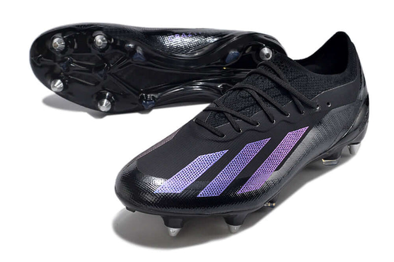 Chuteira Campo Adidas X Crazyfast.1 Ponta de Aluminio Preta e Azul "Salah"