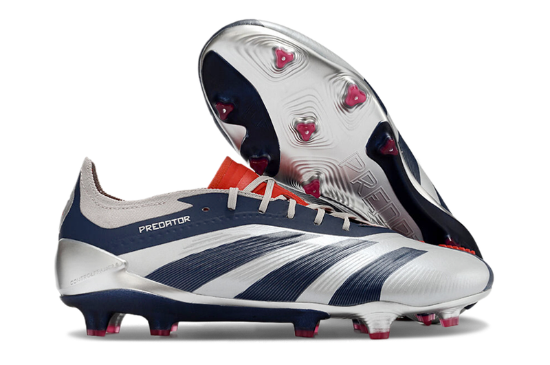 Chuteira Campo Adidas Predator Elite FG Prata e Azul "Roteiro Pack"