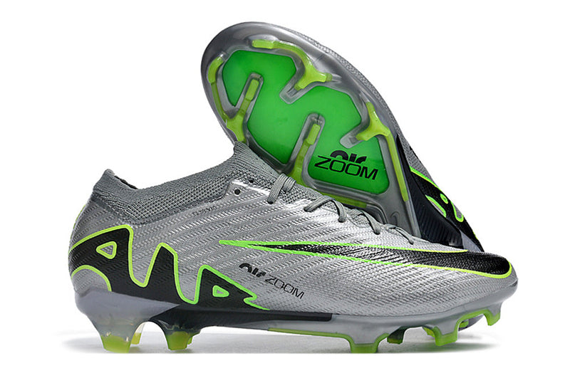 Chuteira Campo Nike Air Zoom Mercurial Vapor 15 Elite FG Cinza e Verde