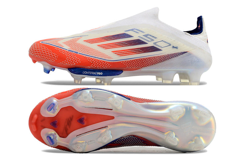 Chuteira Campo Adidas F50+ LL FG Branca, Azul e Vermelha "Advancement Pack"