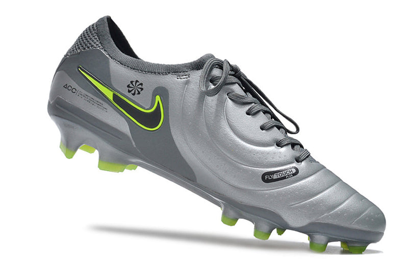 Chuteira Campo Nike Tiempo Legend 10 Elite FG Cinza, Preta e Verde