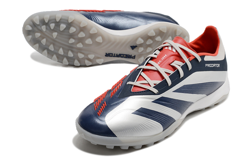 Chuteira Society Adidas Predator Elite TF Prata e Azul "Roteiro Pack"