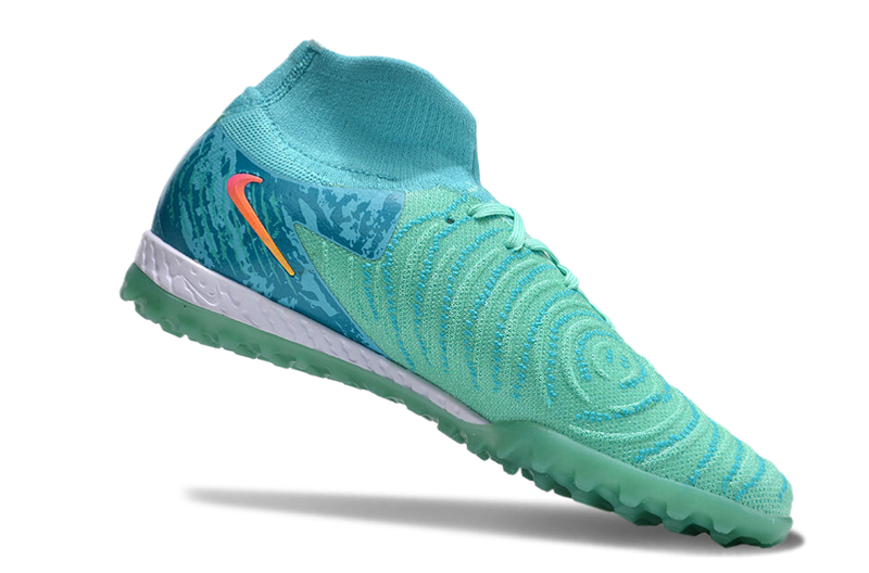 Chuteira Society Nike Phantom Luna Elite TF Azul e Verde "Vortex Pack"