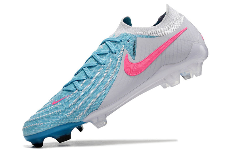 Chuteira Campo Nike Phantom GX 2 Elite FG Cinza, Azul e Rosa