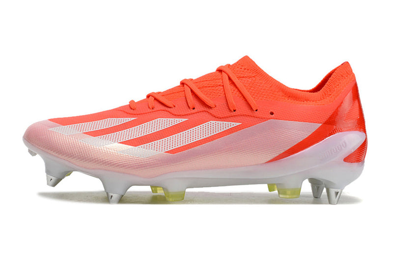 Chuteira Campo Adidas X Crazyfast Messi.1  Ponta de Aluminio Vermelha e Branca "Energy Citrus Pack"