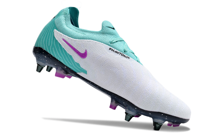 Chuteira Campo Nike Phantom GX Elite Trava Mista Branca, Verde e Roxa "Peak Ready Pack"