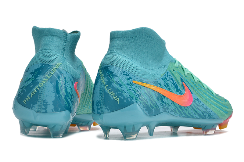 Chuteira Campo Nike Phantom Luna 2 Elite FG Azul e Verde "Vortex Pack"