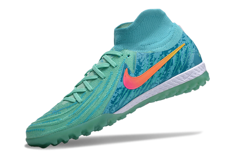 Chuteira Society Nike Phantom Luna Elite TF Azul e Verde "Vortex Pack"