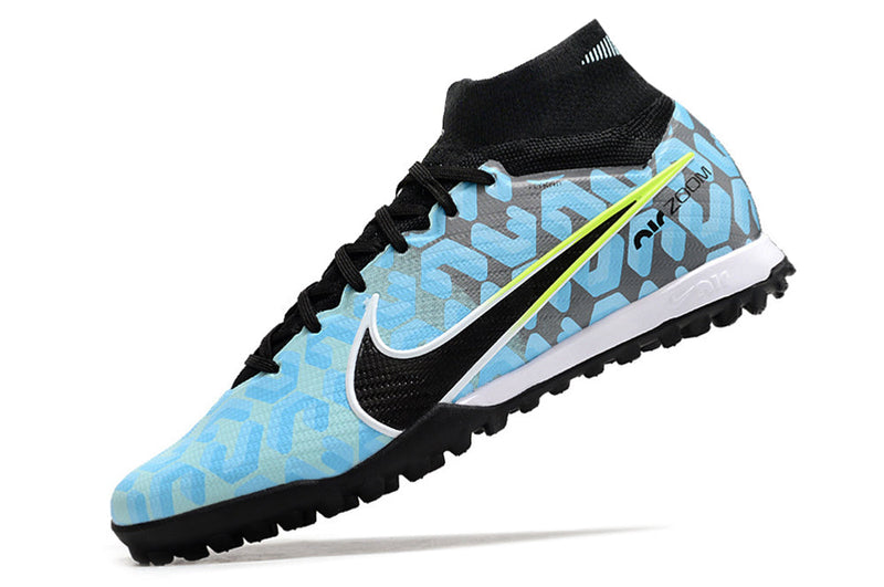 Chuteira Society Nike Air Zoom Mercurial Superfly 9 Elite TF Preta e Azul