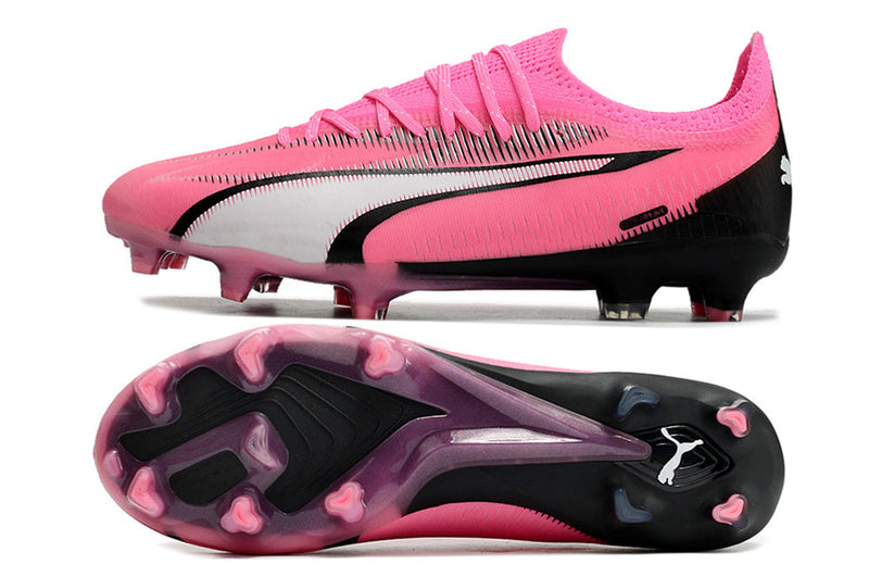 Chuteira Campo Puma Ultra Ultimate FG Rosa e Preto "Phenomenal Pack"