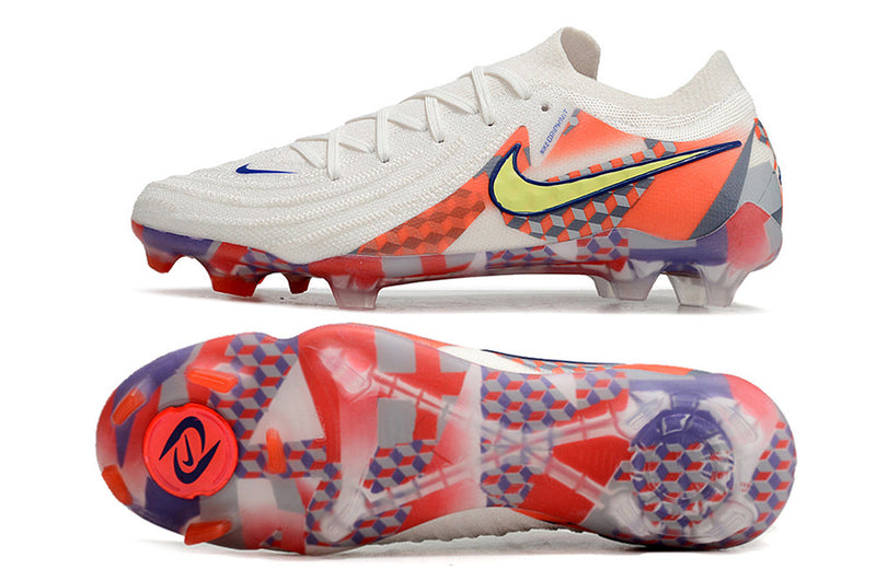 Chuteira Campo Nike Phantom GX 2 Elite FG Branca e Vermelha "Barna Pack"