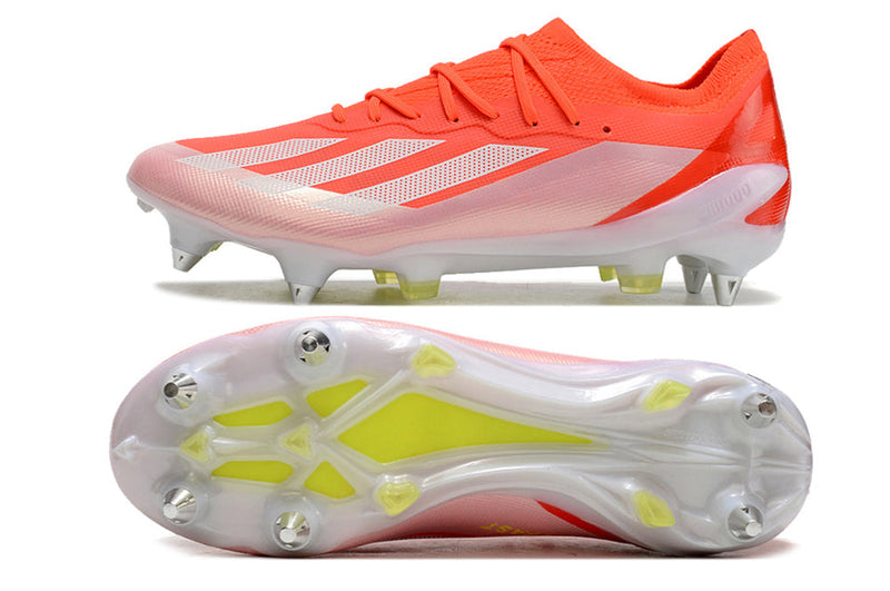 Chuteira Campo Adidas X Crazyfast Messi.1  Ponta de Aluminio Vermelha e Branca "Energy Citrus Pack"