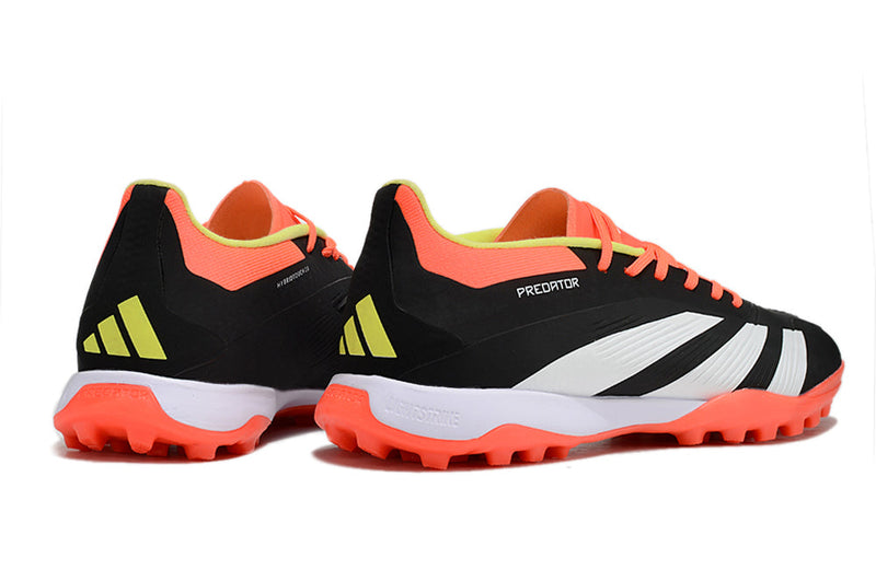 Chuteira Society Adidas Predator Elite TF Preta, Laranja e Branco "Solar Energy"