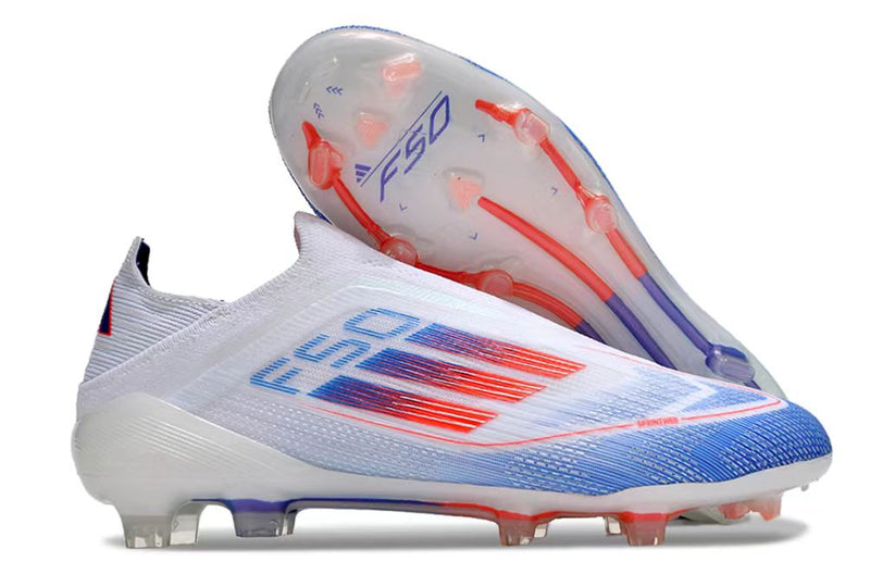 Chuteira Campo Adidas F50 LL FG Branca, Azul e Vermelha "Advancement Pack"