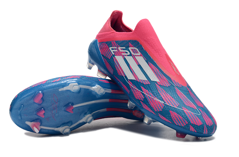 Chuteira Campo Adidas F50 LL FG Rosa, Azul e Branco "Re-Emergence Pack"