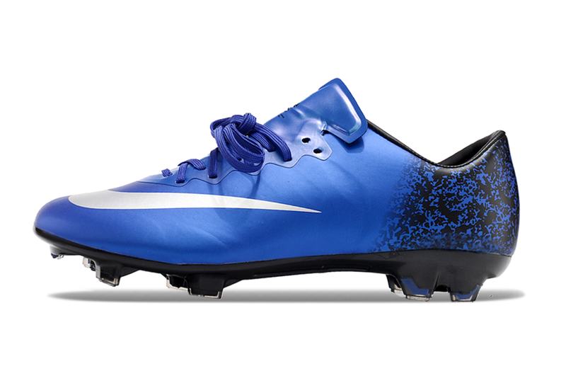 Chuteira Campo Nike Retrô Mercurial Vapor 10 FG Azul e Branco "CR7"