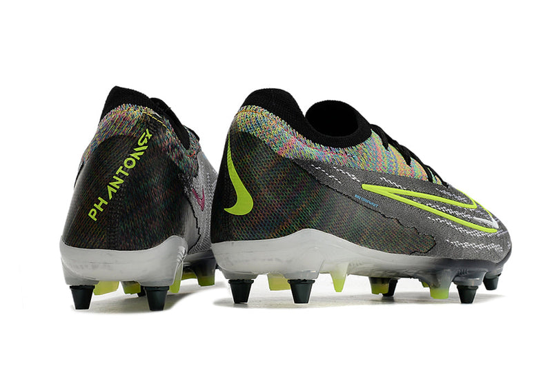 Chuteira Campo Nike Phantom GX Elite Trava Mista Preta e Verde "Link Pack"