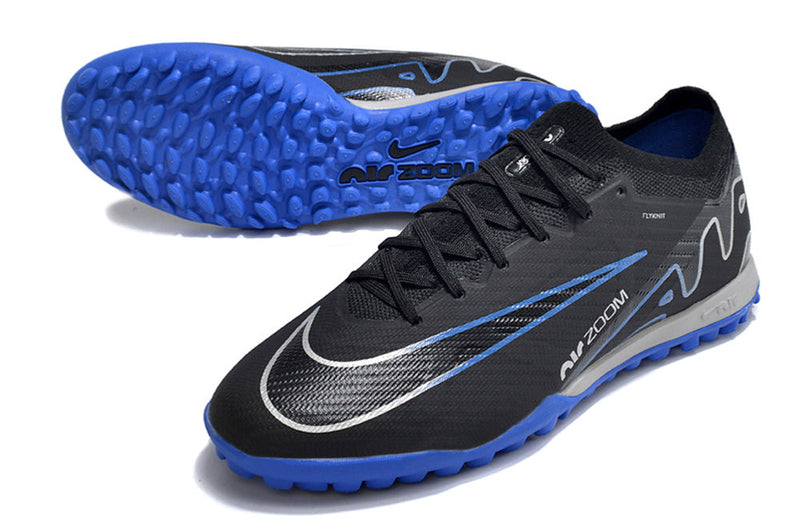 Chuteira Society Nike Air Zoom Mercurial Vapor 15 Elite TF Preta e Azul "Shadow Pack"