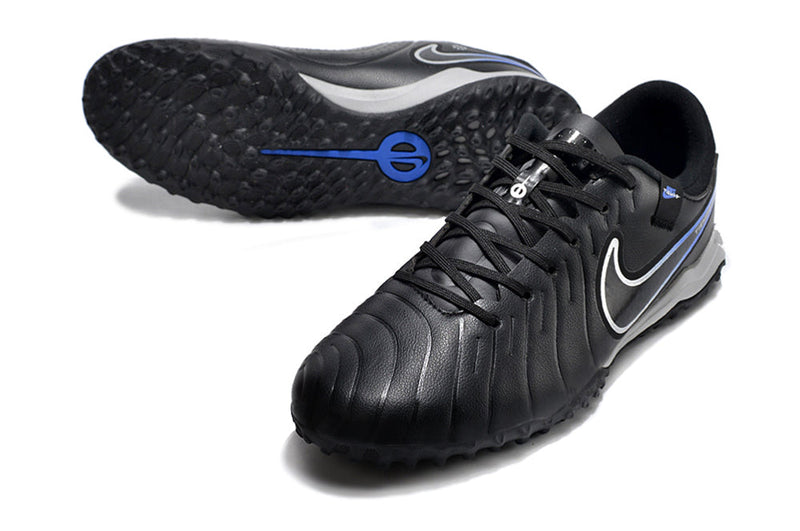 Chuteira Society Nike Tiempo Legend 10 Pro TF Preta e Azul "Shadow Pack"