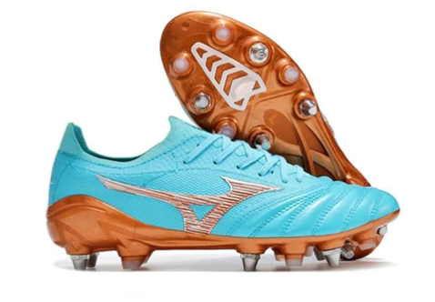 Chuteira Campo Mizuno Morelia Neo 3 Trava Mista Azul "Azure Blue Pack"